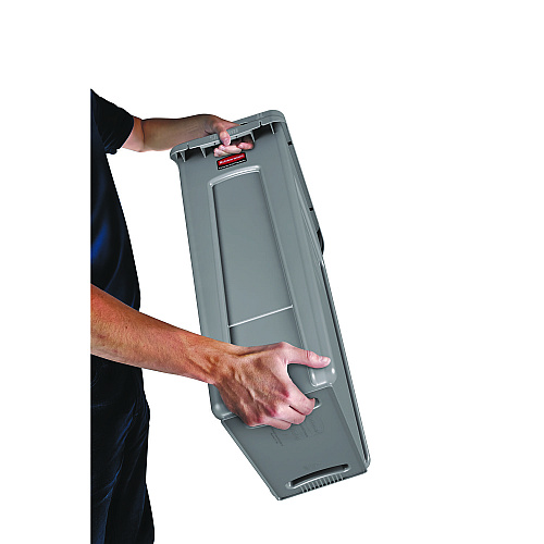 Rubbermaid Commercial Slim Jim Waste Container with Handles, 16 gal, Plastic, Light Gray (1971258)