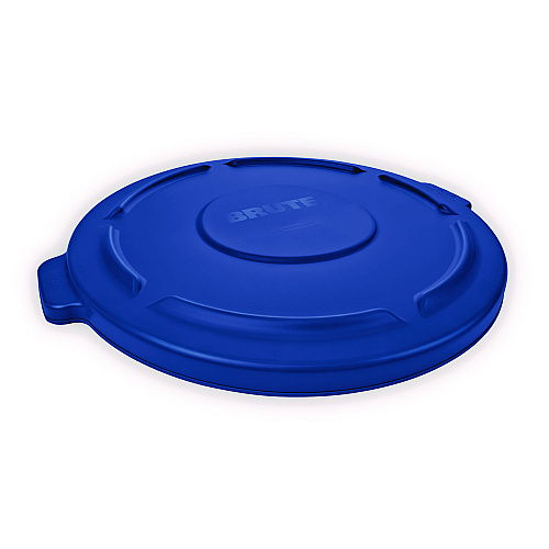 BRUTE Self-Draining Flat Top Lid for 55 gal Round Brute Containers, 26.75" Diameter, Blue, 3/Carton