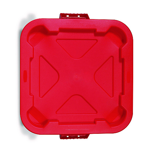 Square BRUTE Lid, 21.88w x 21.88d x 2.13h, Red, 6/Carton