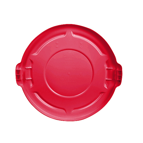 BRUTE Self-Draining Flat Top Lids for 32 gal Round BRUTE Containers, 22.25" Diameter x 3"h, Red, 3/Carton