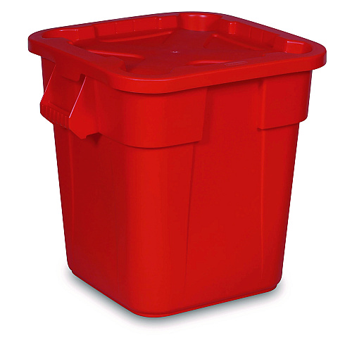 Square BRUTE Lid, 21.88w x 21.88d x 2.13h, Red, 6/Carton