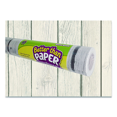 Teacher Created Resources Better Than Paper Bulletin Board Roll, 4 ft x 12 ft, White Wood (77366)