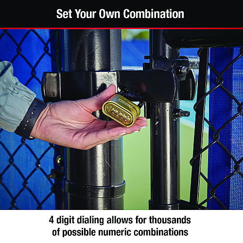 Master Lock Resettable Combination Padlock, 2" Wide, Brass (175D)