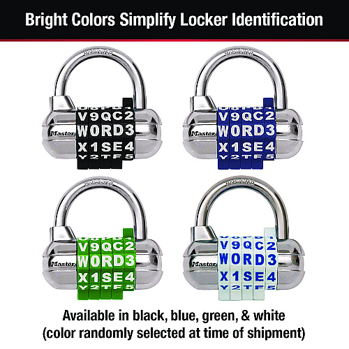 Master Lock Password Plus Combination Lock, Hardened Steel Shackle, 2.5" Wide, Chrome/Assorted (1534D)