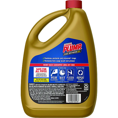Liquid Plumr Pro-Strength Full Clog Destroyer Plus PipeGuard, Gel, 80 oz (00228EA)