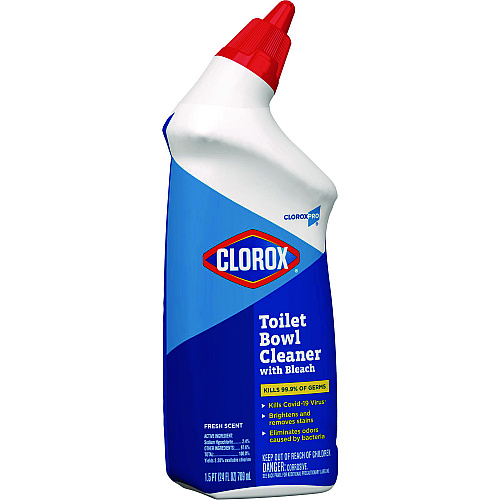 Clorox Toilet Bowl Cleaner with Bleach, Fresh Scent, 24 oz Bottle, 12/Carton (00031CT)
