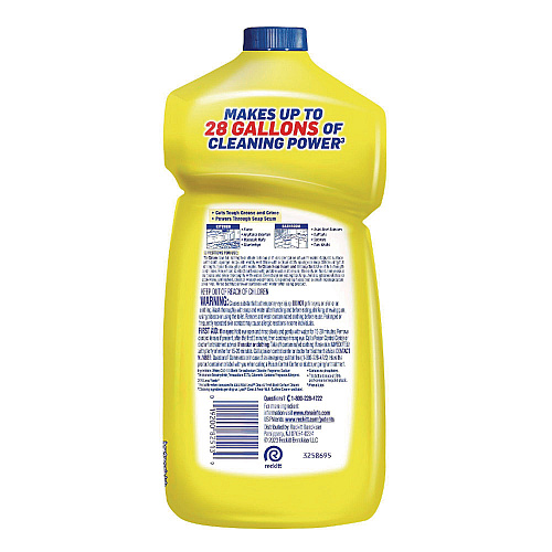 LYSOL Brand Power Clean Concentrated Multi-Surface Cleaner, Lemon and Sunflower Essence, 28 oz Pour Bottle, 9/Carton (82513CT)