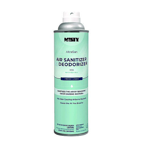 Misty Handheld Air Sanitizer/Deodorizer, Fresh Linen, 10 oz Aerosol Spray, 12/Carton (1037236)