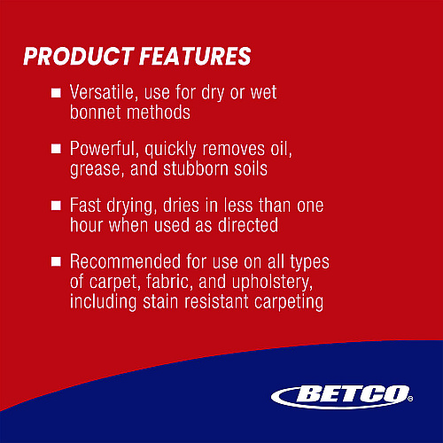 Betco FiberPRO Bonbet Carpet Shampoo, Pleasant Scent, 1 gal Bottle, 4/Carton (4080400)