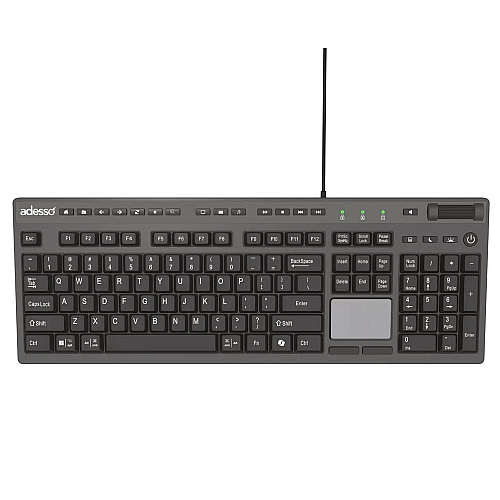 Adesso CyberTouch Desktop Keyboard with Touchpad, Black (AKB445UB)