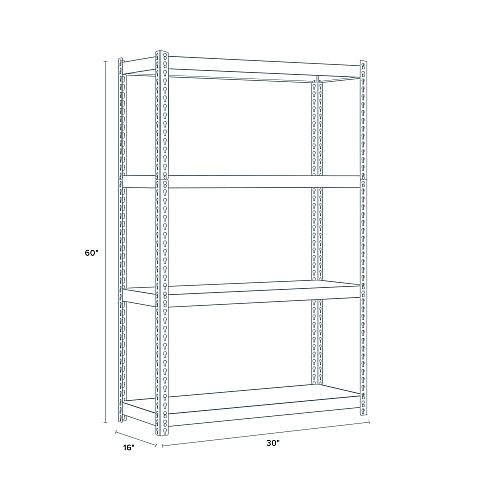 Alera Steel Shelving with Particleboard Shelves, Four-Shelf, 30w x 16d x 60h, Steel, Black (ALESU601630P)