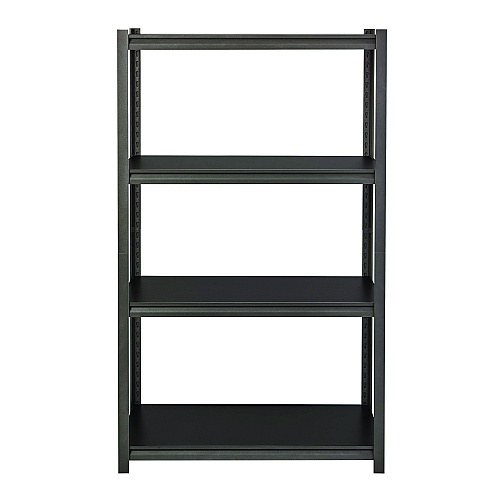 Alera Steel Shelving Unit with Laminate Shelves, Four-Shelf, 36w x 18d x 60h, Steel, Black/Gun Metal Gray (ALESU601836L)
