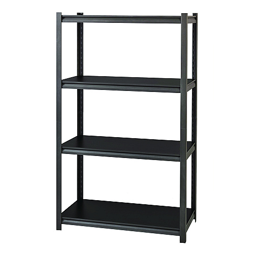 Alera Steel Shelving Unit with Laminate Shelves, Four-Shelf, 36w x 18d x 60h, Steel, Black/Gun Metal Gray (ALESU601836L)