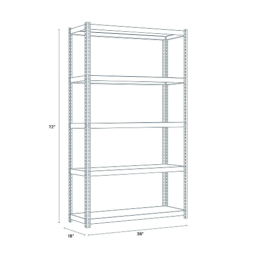 Alera Steel Shelving with Particleboard Shelves, Five-Shelf, 36w x 18d x 72h, Steel, Black (ALESU721836P)