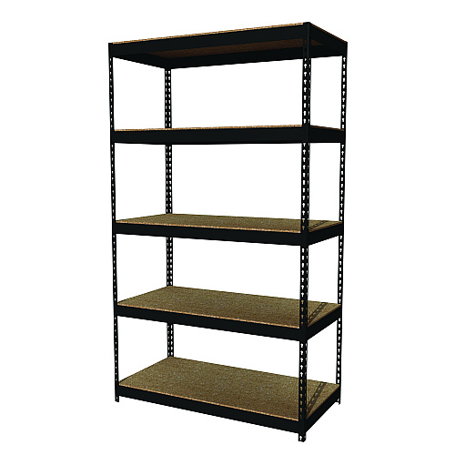 Alera Steel Shelving Unit with Particleboard Shelves, Five-Shelf, 48w x 24d x 84h, Steel, Black (ALESU842448P)