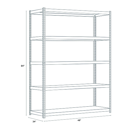Alera Steel Shelving Unit with Particleboard Shelves, Five-Shelf, 48w x 24d x 84h, Steel, Black (ALESU842448P)