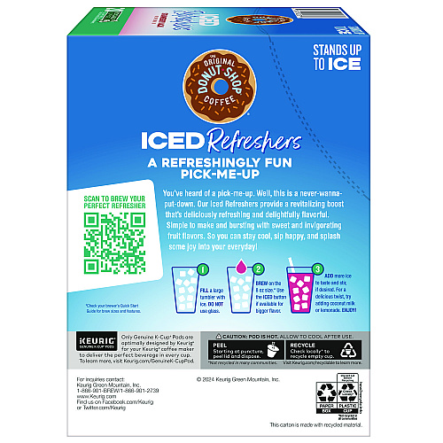 The Original Donut Shop ICED Refreshers K-Cup Pods, Strawberry, 20/Box (0237)