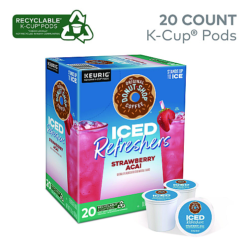 The Original Donut Shop ICED Refreshers K-Cup Pods, Strawberry, 20/Box (0237)