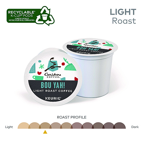 Caribou Coffee BOU YAH K-Cup Pods, Light Roast, 22/Box (6865)