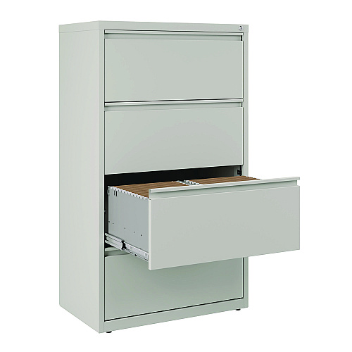 Alera Lateral File, 4 Legal/Letter-Size File Drawers, Light Gray, 30" x 18.62" x 52.5" (ALEHLF3054LG)