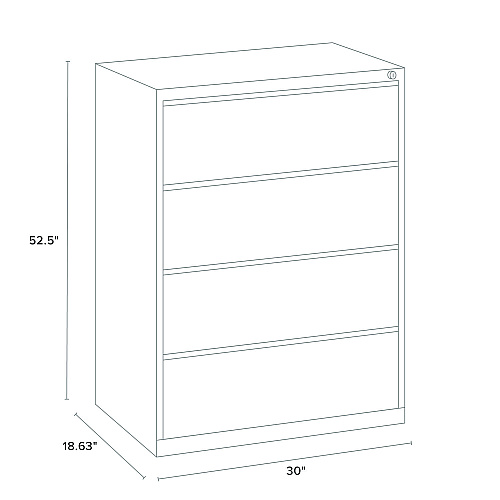 Alera Lateral File, 4 Legal/Letter-Size File Drawers, Light Gray, 30" x 18.62" x 52.5" (ALEHLF3054LG)