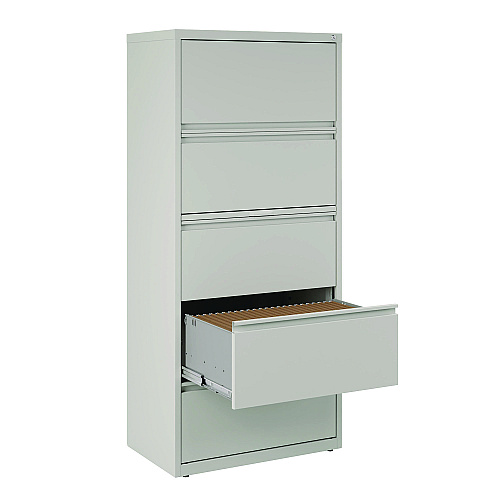 Alera Lateral File, 5 Legal/Letter-Size File Drawers, Light Gray, 30" x 18.62" x 67.62" (ALEHLF3067LG)