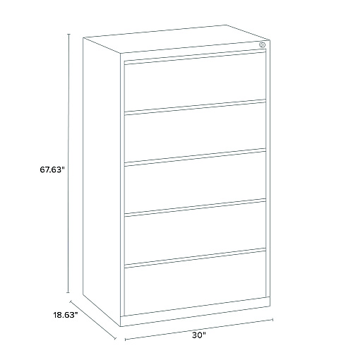 Alera Lateral File, 5 Legal/Letter-Size File Drawers, Light Gray, 30" x 18.62" x 67.62" (ALEHLF3067LG)