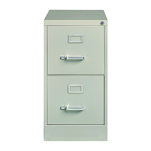 Alera Two-Drawer Economy Vertical File, 2 Letter-Size File Drawers, Light Gray, 15" x 25" x 28.38" (ALEHVF1529LG)