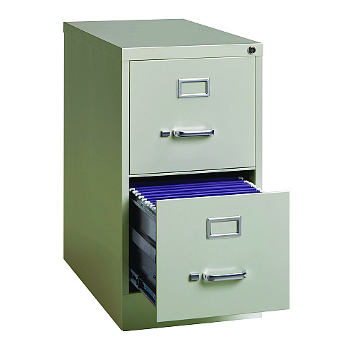 Alera Two-Drawer Economy Vertical File, 2 Letter-Size File Drawers, Light Gray, 15" x 25" x 28.38" (ALEHVF1529LG)