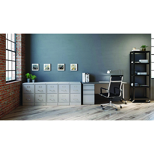 Alera Two-Drawer Economy Vertical File, 2 Letter-Size File Drawers, Light Gray, 15" x 25" x 28.38" (ALEHVF1529LG)