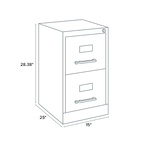 Alera Two-Drawer Economy Vertical File, 2 Letter-Size File Drawers, Light Gray, 15" x 25" x 28.38" (ALEHVF1529LG)