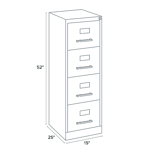 Alera Economy Vertical File, 4 Letter-Size File Drawers, Light Gray, 15" x 25" x 52" (ALEHVF1552LG)