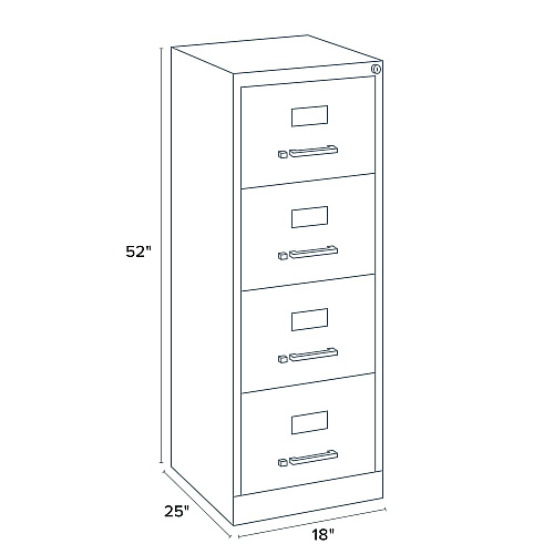 Alera Economy Vertical File, 4 Legal-Size File Drawers, Light Gray, 18" x 25" x 52" (ALEHVF1952LG)