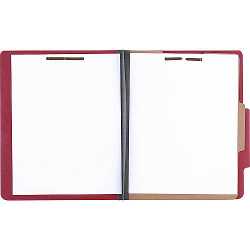 Acco Pressboard Classification Folders, 2" Expansion, 1 Divider, 4 Fasteners, Letter Size, Earth Red Exterior, 10/Box (15034)