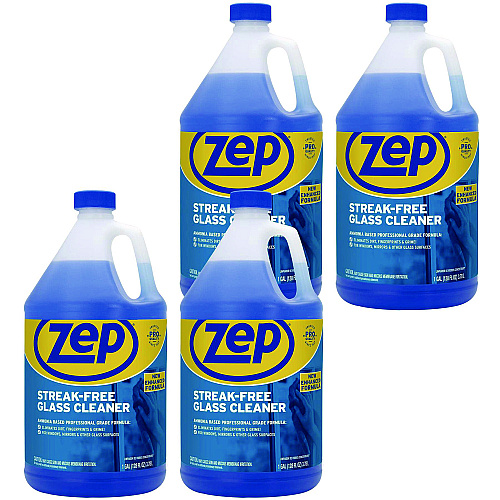 Zep Commercial Streak-Free Glass Cleaner, Pleasant Scent, 1 gal Bottle, 4/Carton (ZU1120128CT)