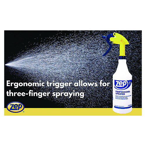 Zep Commercial Professional Spray Bottle, 32 oz, Blue/Gold/Clear, 36/Carton (HDPRO36CT)