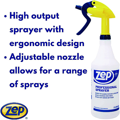 Zep Commercial Professional Spray Bottle, 32 oz, Blue/Gold/Clear, 36/Carton (HDPRO36CT)