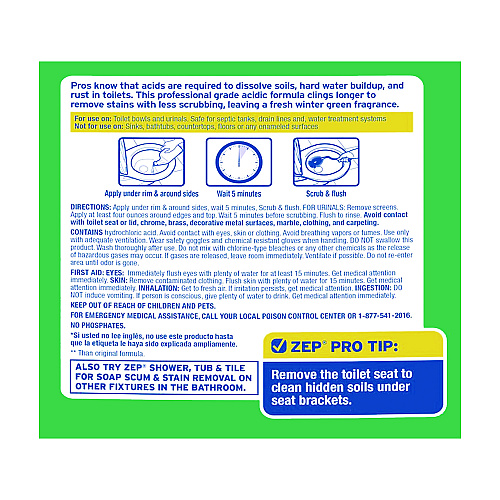 Zep Acidic Toilet Bowl Cleaner, Mint, 32 oz Bottle (ZUATBC32EA)