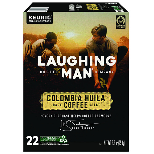Laughing Man Coffee Colombia Huila K-Cup Pods, 22/Box (8337)