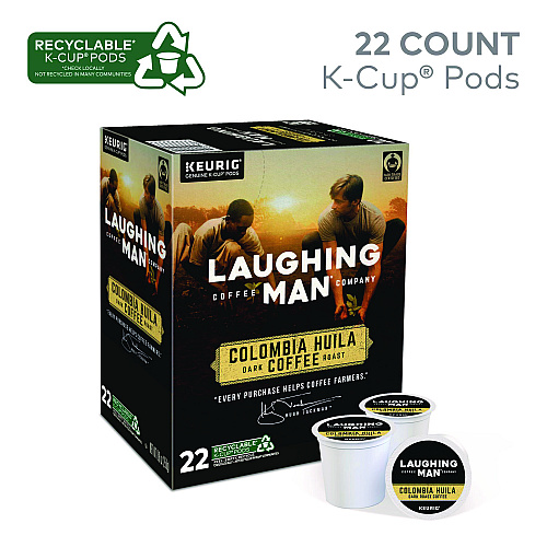 Laughing Man Coffee Colombia Huila K-Cup Pods, 22/Box (8337)