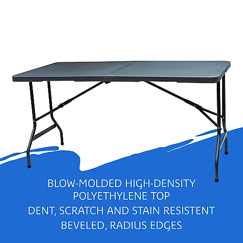 Iceberg IndestrucTable Classic Bi-Folding Table, Rectangular, 60" x 30" x 29", Charcoal (65457)