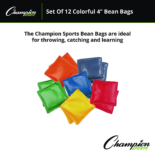 Champion Sports Bean Bag Set, Vinyl, 4", Assorted Colors, 12/Box (MBB4SET)