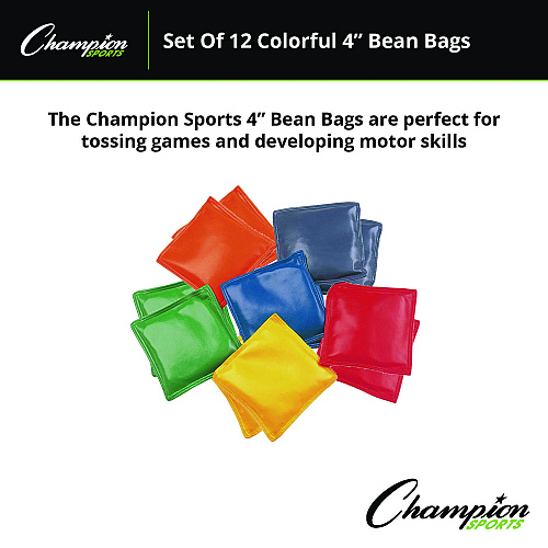 Champion Sports Bean Bag Set, Vinyl, 4", Assorted Colors, 12/Box (MBB4SET)