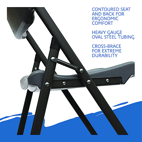 Iceberg Rough n Ready Commercial Folding Chair, Supports Up to 350 lb, 15.25" Seat Height, Charcoal Seat, Charcoal Back, Silver Base (64007)