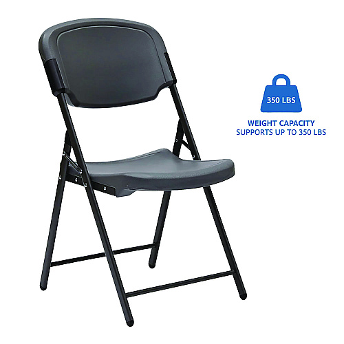 Iceberg Rough n Ready Commercial Folding Chair, Supports Up to 350 lb, 15.25" Seat Height, Charcoal Seat, Charcoal Back, Silver Base (64007)