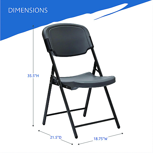 Iceberg Rough n Ready Commercial Folding Chair, Supports Up to 350 lb, 15.25" Seat Height, Charcoal Seat, Charcoal Back, Silver Base (64007)