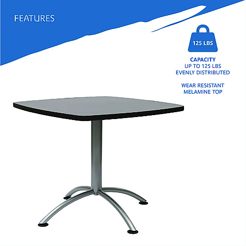 Iceberg CafeWorks Cafe-Height Table, Square, 36" x 36" x 30", Graphite Granite/Silver (65618)