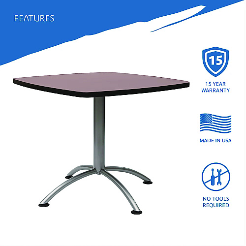 Iceberg CafeWorks Cafe-Height Table, Square, 36" x 36" x 30", Walnut/Silver (65614)