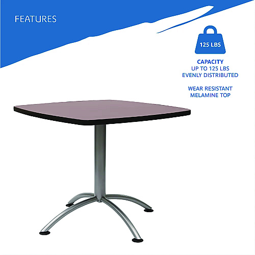 Iceberg CafeWorks Cafe-Height Table, Square, 36" x 36" x 30", Walnut/Silver (65614)