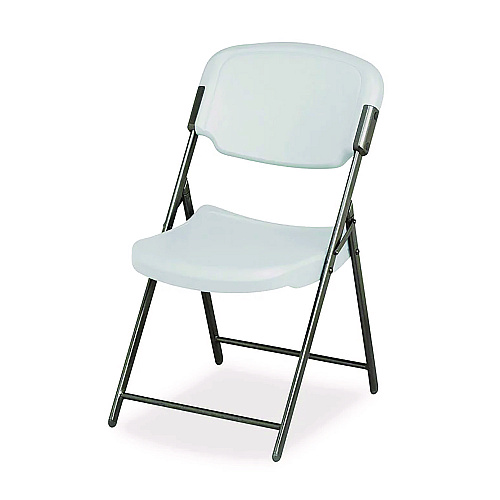 Iceberg Rough n Ready Commercial Folding Chair, Supports Up to 350 lb, 15.25" Seat Height, Platinum Seat, Platinum Back, Black Base (64003)